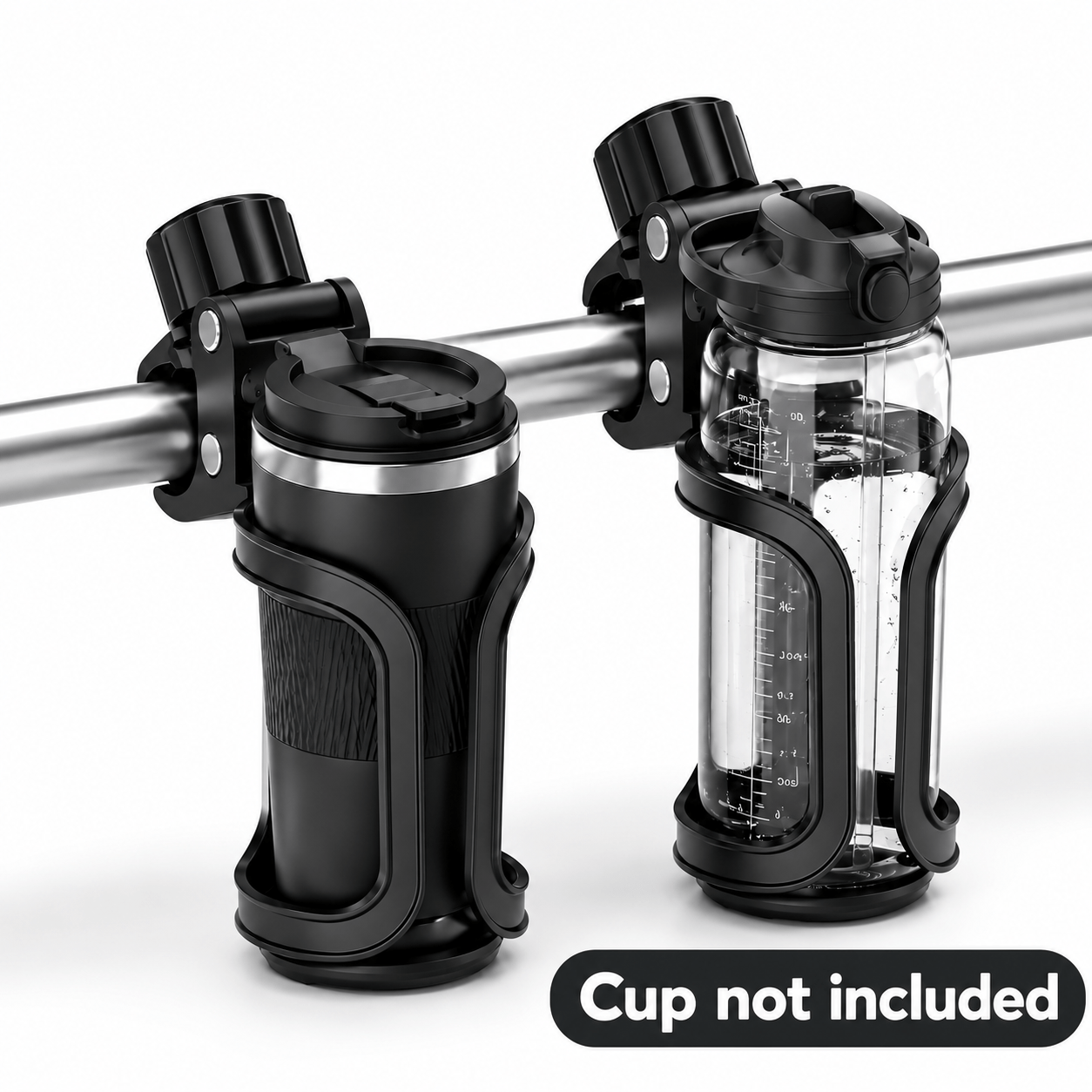 TEMU 2-pack Motorcycle Cup Holder Universal Adjustable 360-degree Rotatable Base Heavy Duty Black Drink Holder Portable Accessory For Outdoor Cycling