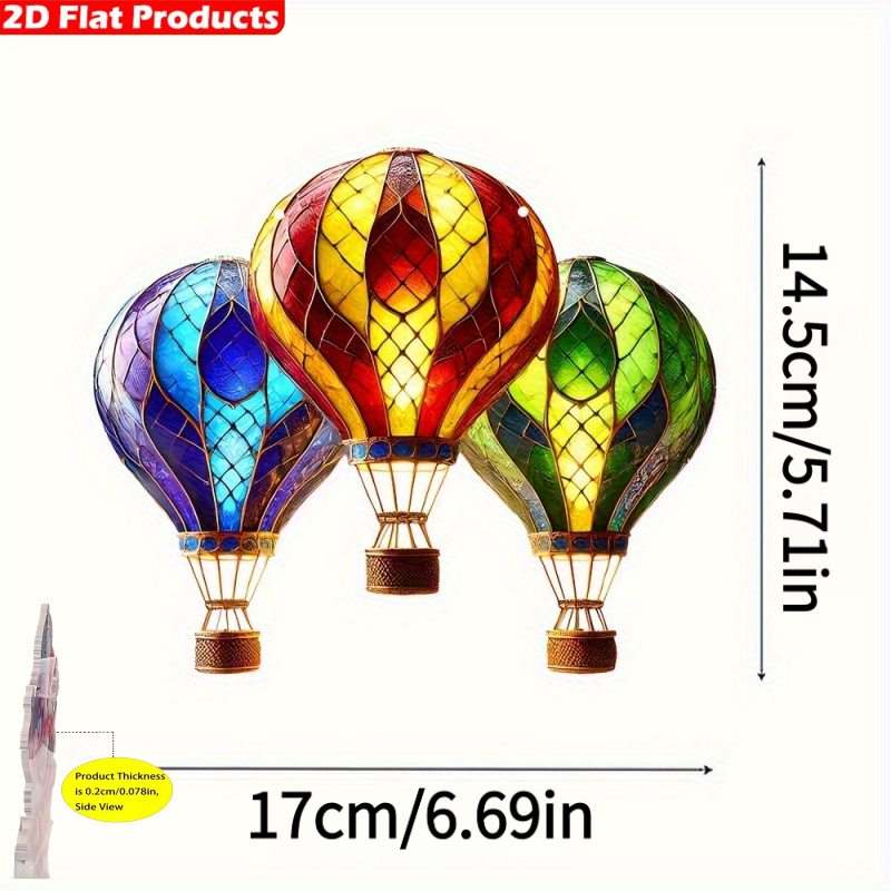 E-shop 2D-flache, lebendige, farbenfrohe Acryl-Heißluftballon-Hangedekoration, farbenfrohe Garten- Außendekoration, perfektes Geschenk für