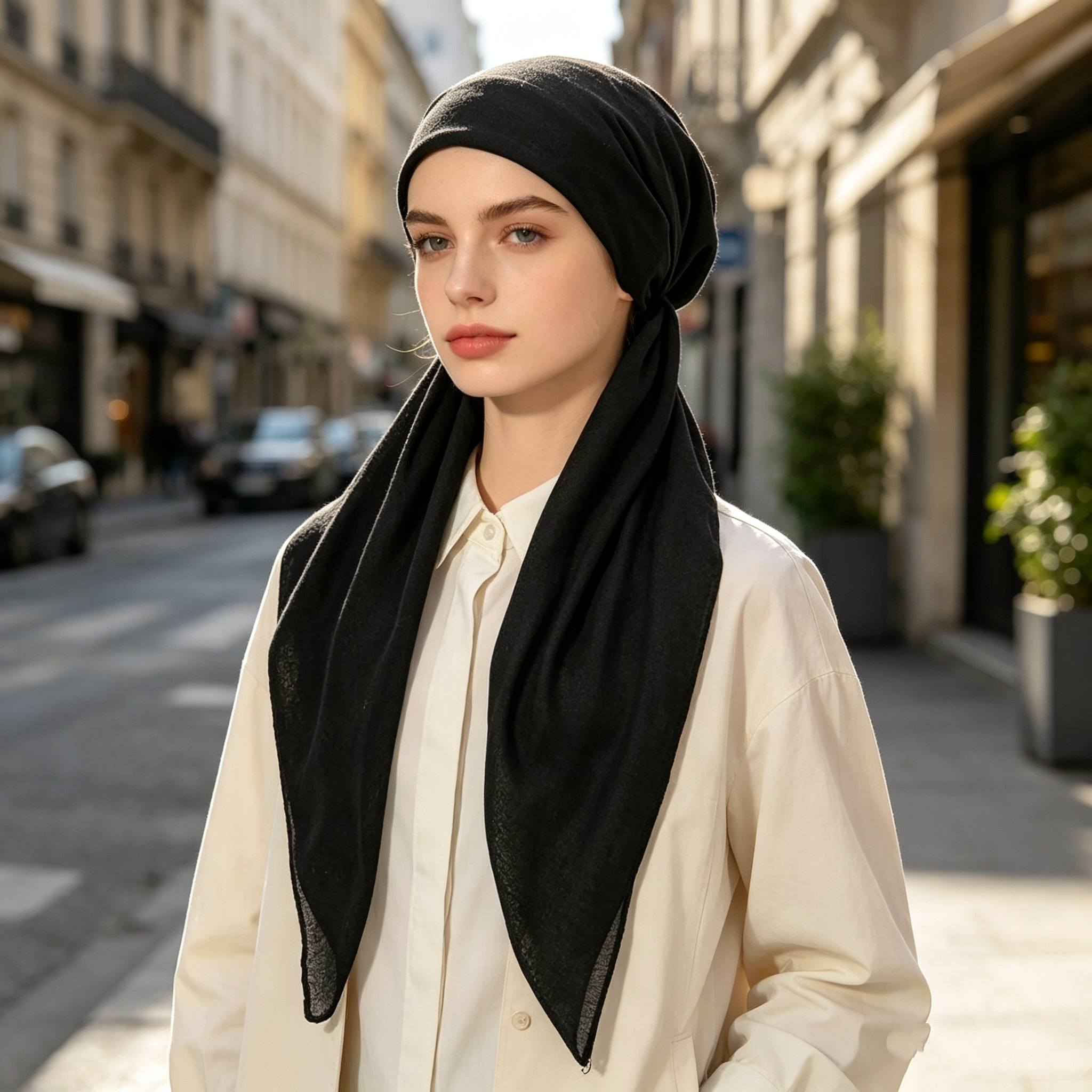 TEMU Women' Color Elegant Elastic 1pc Hijab Cap, Multiple Colors . Lightweight, Comfortable, Soft, And With A Strong Drape. Long Scarf That Does Not