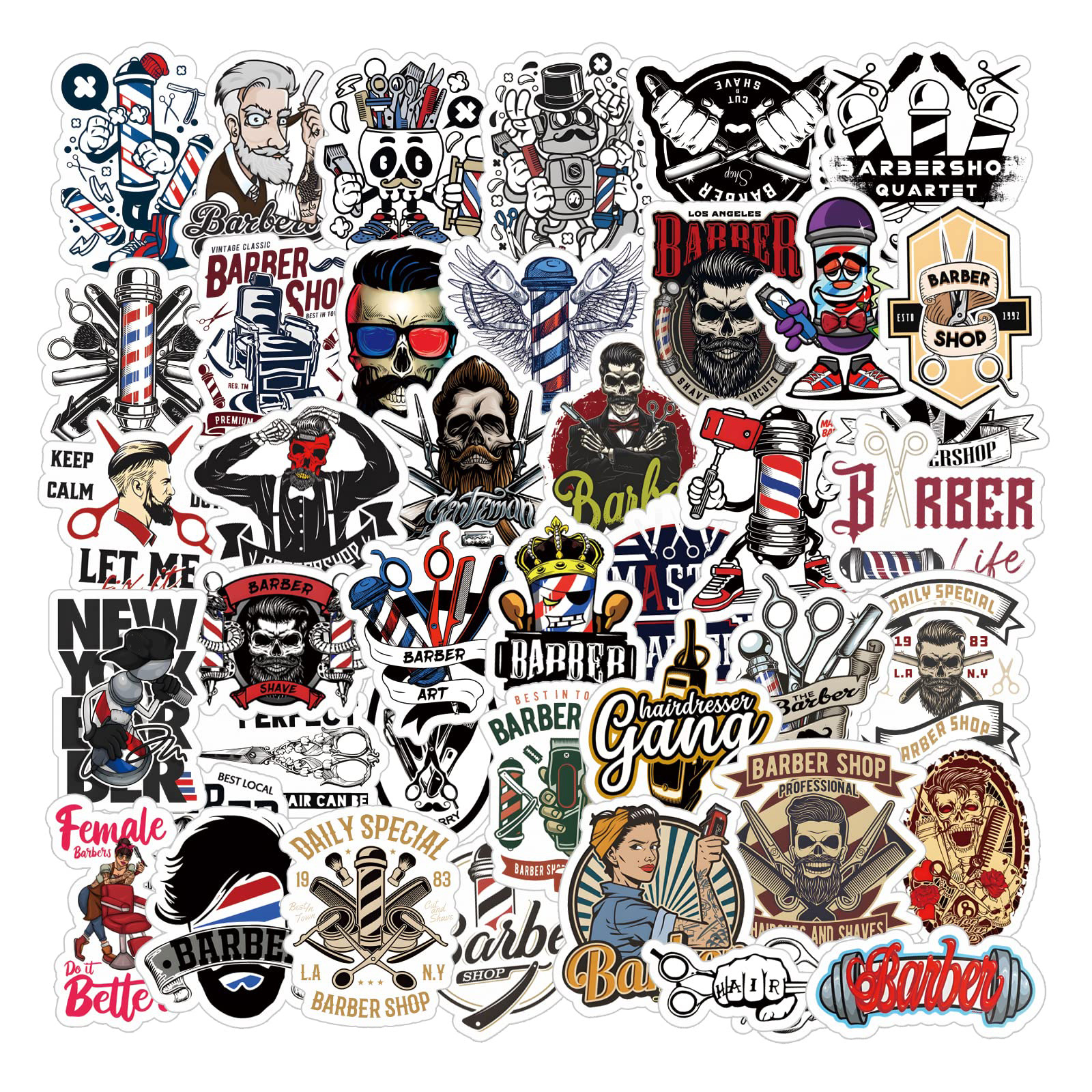 61pcs   barber stickers barber decoration barbershop decor vinyl stickers stickers for laptops roller skating water bottle guitar luggage phone case   computer journalin