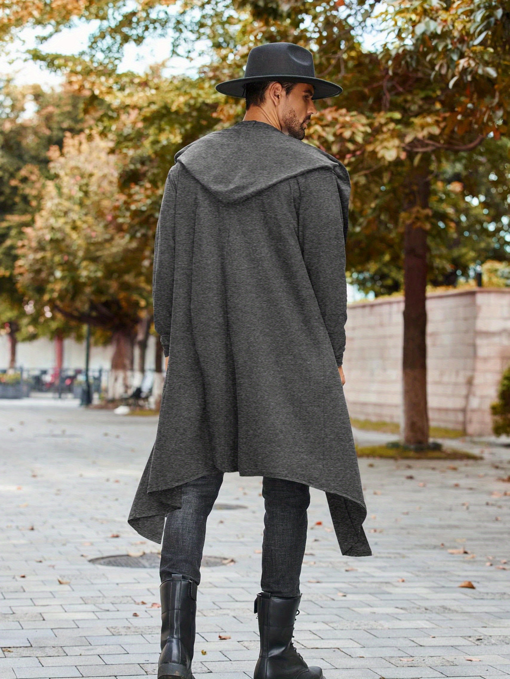 Cardigan Abrigo Largo Con Capucha Hombre Cárdigan Largo Capucha