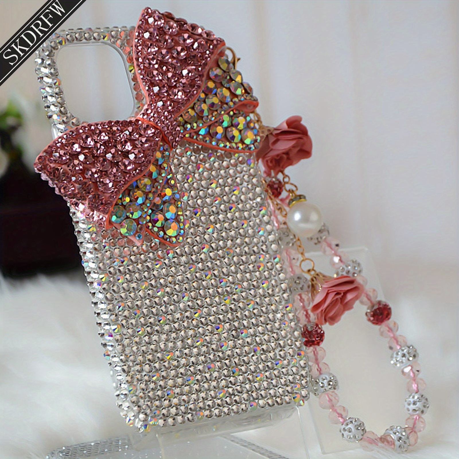 TEMU Big Bow Rhinestone With Pearl Case For Iphone 17/17 Air/17 Pro/17 Pro Max, 16/16 Plus/16 Pro/16 Pro Max, Plus/15 Pro/15 Pro Max, 14/14 Plus/14