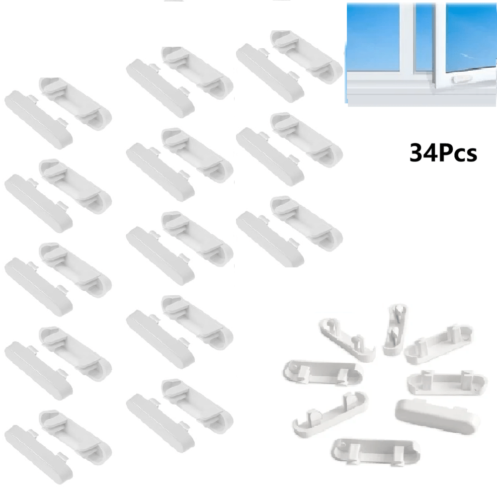 Image of 34pcs Of White Plastic Window Sill Cover Drainage Hole Decorative Caps, Replacement Drainage Caps For Window Drainage Holes, Glossy White Drainage Covers For Upvc Window Ventilation