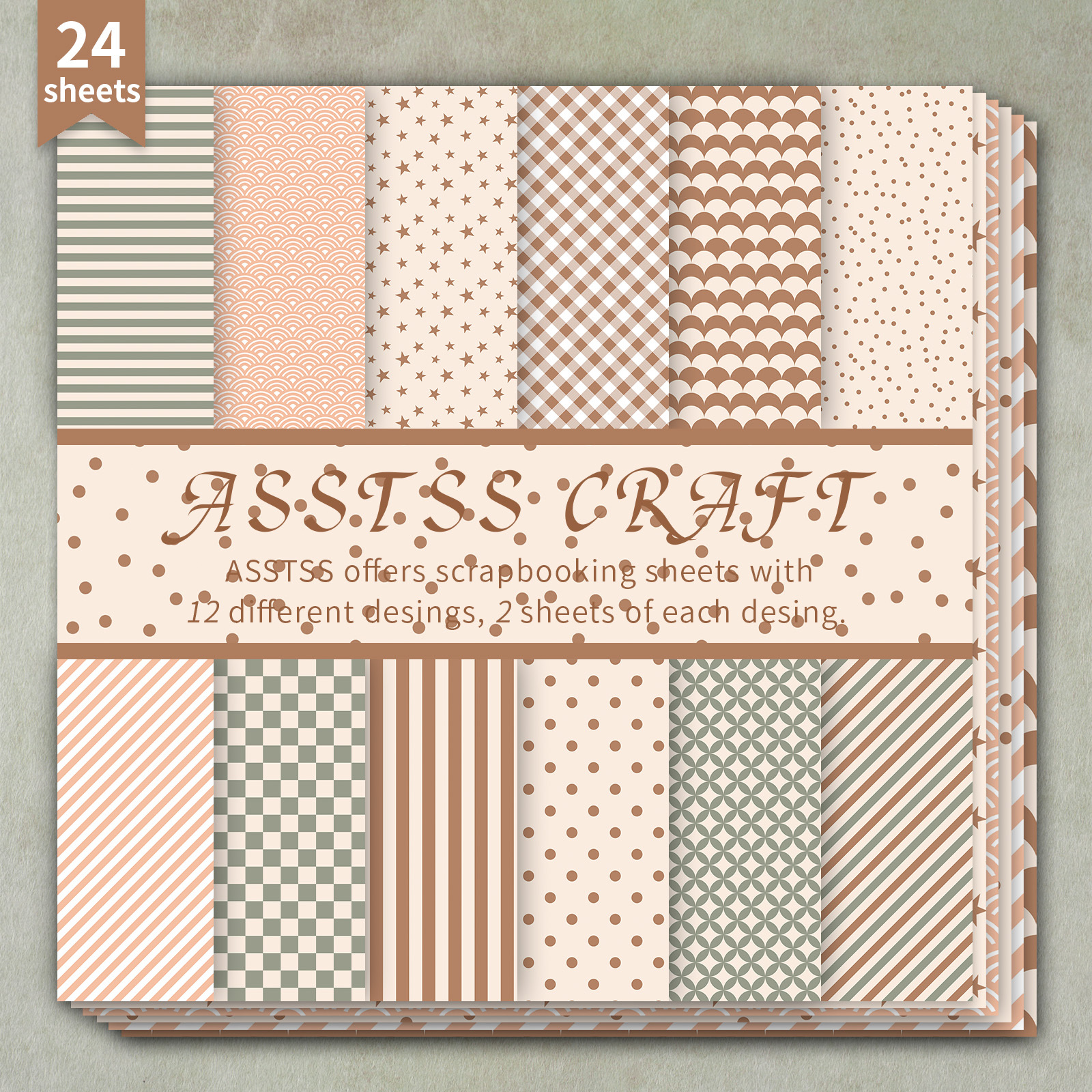 TEMU Bloc de papier de scrapbooking ASSTSS 24 feuilles - Papier cartonné épais palette de couleurs Morandi pour journaling, art de collage,
