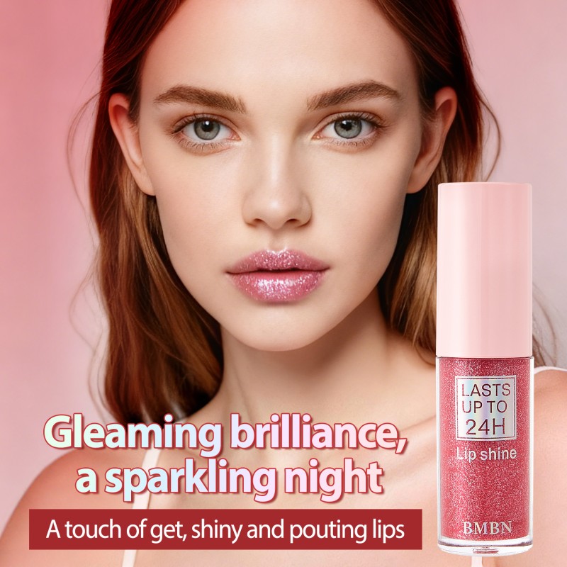 BMBN Ruj Solid cu Sclipici - Formulă Gel Roz Strălucitor, Luciu de Buze Radiant, Conține Sclipici, Machiaj Instant Alluring, Sclipici de Lungă Durată, Nuanțe de Fructe de Pădure (Roz și) - Potrivit pentru Toate Nuanțele Nude, Petreceri, Evenimente
