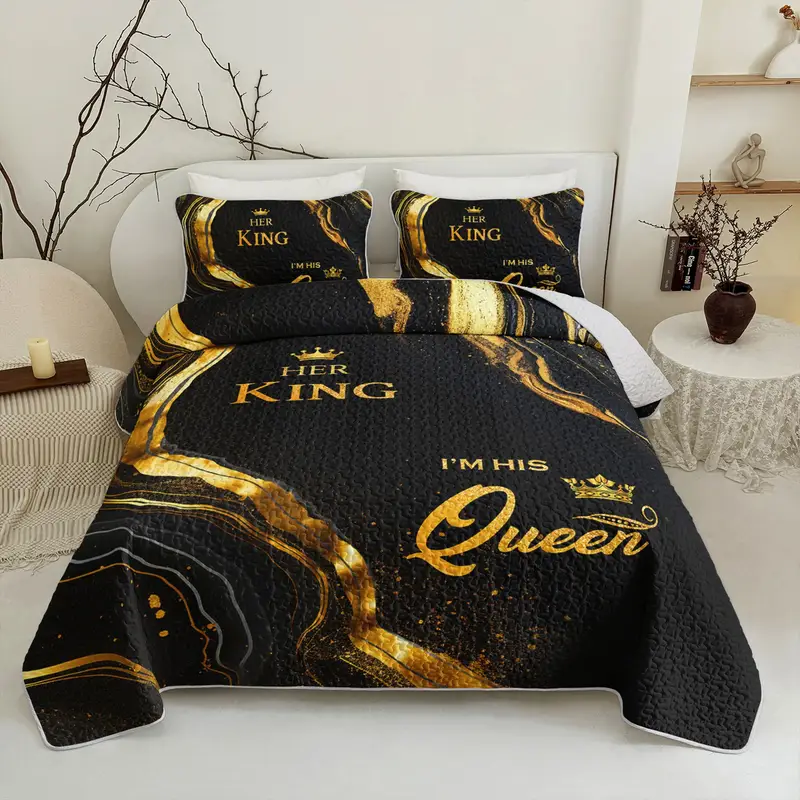 3pcs king queen bed cover setluxury quilt setcouple bedroom decor 1quilt 2pillowcase Product details 0