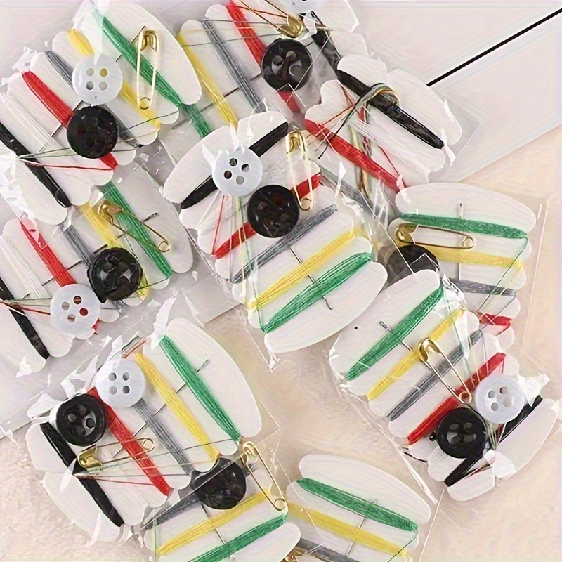 TEMU 10pcs Portable Sewing Kit, Includes Mini Buttons, Safety Pins, And Thread, Suitable For Travel And Daily Use, Crafting Supplies