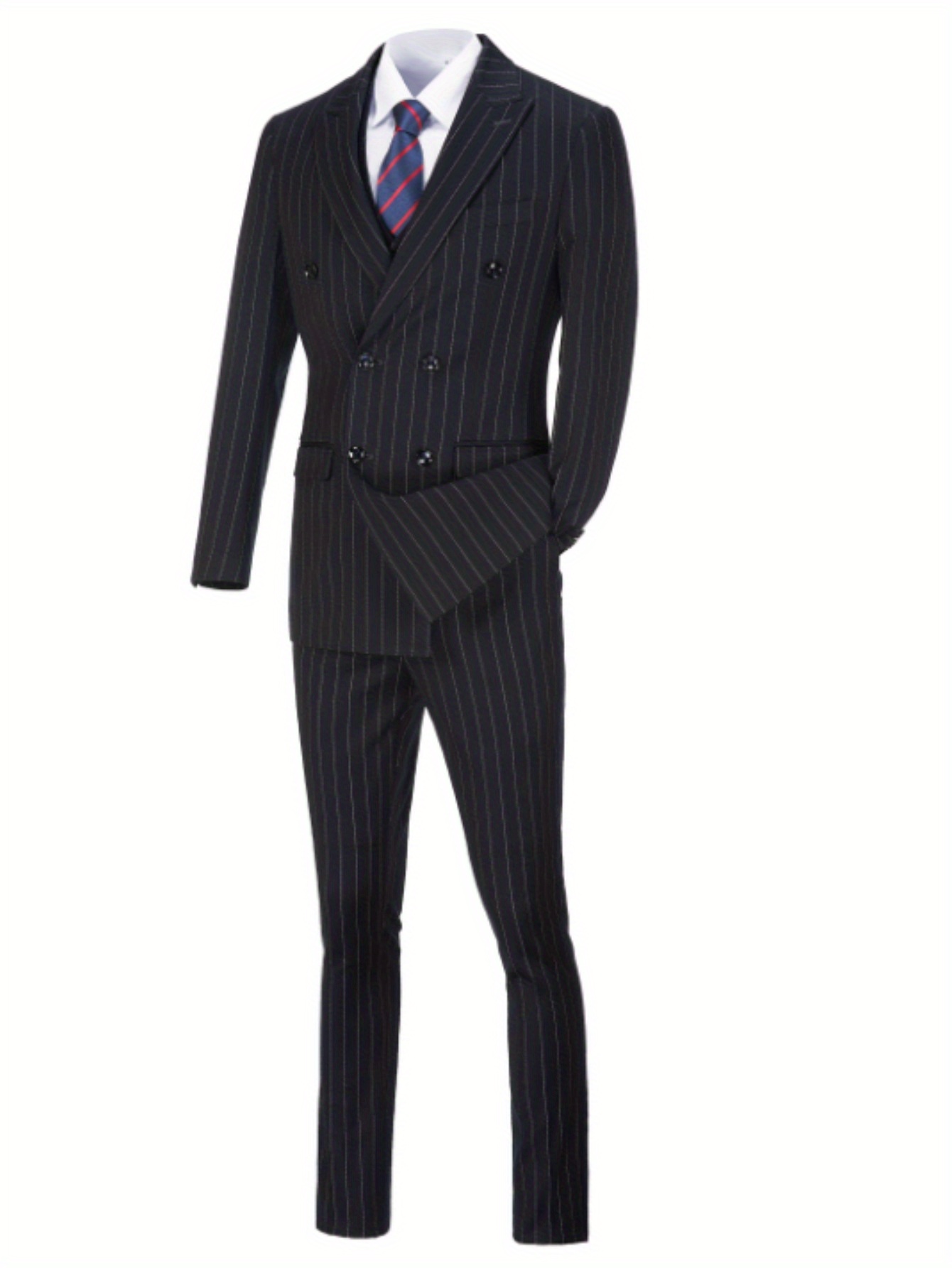 スーツ remake stripe design double set up  suit HANBANGWEI Mens Pinstripe Suit Costume Mens Pinstripe Suit
