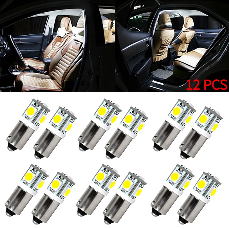 TEMU 12pcs White Ba9s T10 T11 T4w H5w 64111 Led 5050smd 5-chip Automotive Turn , Side Marker Lights, Reading Lights, Interior Ceiling Lights, Brake