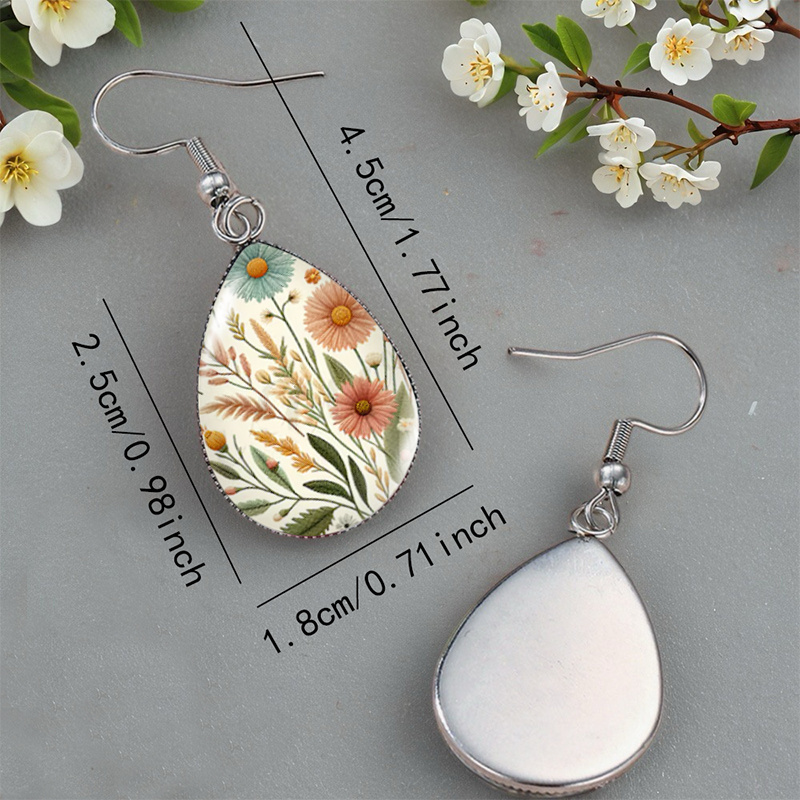 Women's Pastoral Floral Grass-shaped Teardrop Earrings