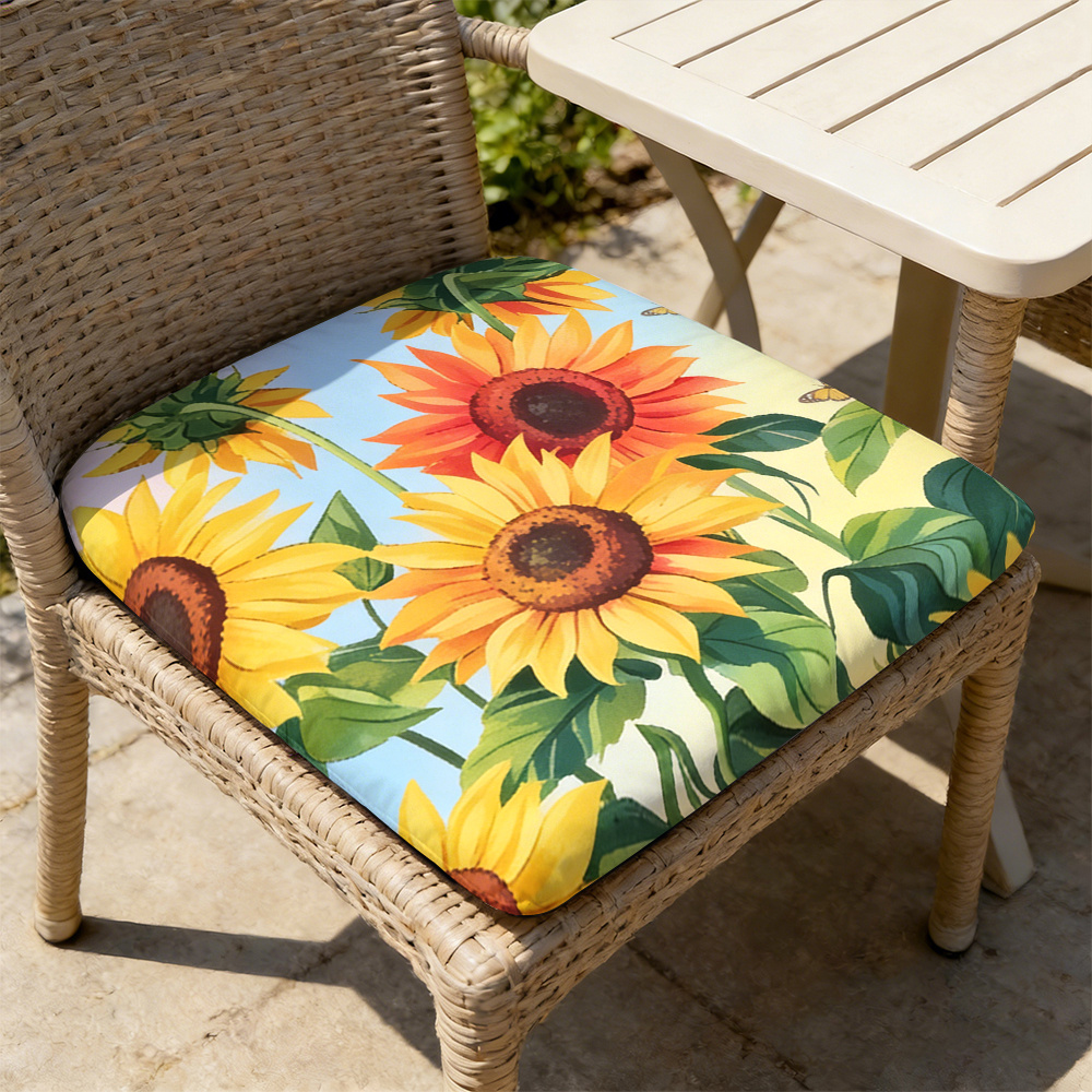 TEMU 1pc Watercolor-style Sunflower Pattern Leisure Seat Cushions, Indoor And Outdoor Seat Cushions, Back Cushions, Size 19.7 X 17.7 X 1.57 Inches,