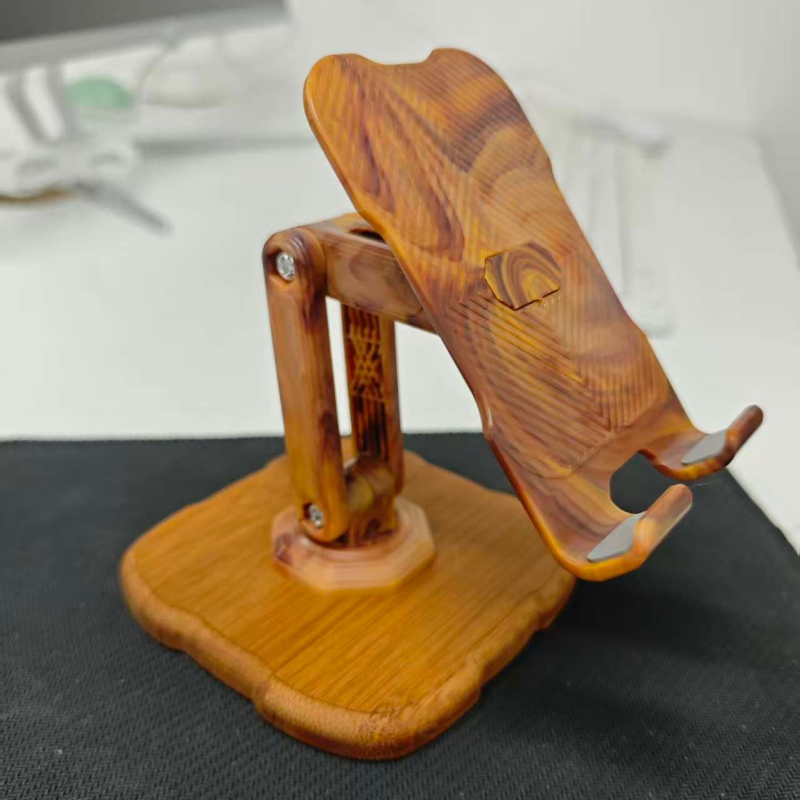 E-shop Multifunktions-Handyhalter mit 360° drehbarer Basis & höhenverstellbar - Robuste Konstruktion aus Kohlenstoffstahl & Holz, Ergonomischer