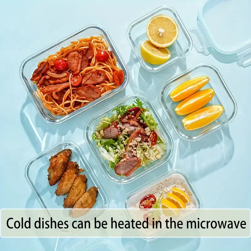 16pcs glass food storage containers with lids - heavy-duty thermal insulated stackable airtight leakproof lunch boxes, microwave, oven, freezer & dishwasher safe - clear glass meal prep containers with black lids for , vegetables, meat, salads, fridge & pantry organization - space-saving rectangular & square sizes (35.1oz, 21.6oz, 12.5oz, 6.8oz, 27.1oz, 17.6oz, 10.8oz, 5oz) - ideal for home, office, gym, camping, modern kitchenware, microwavesafe dishes, Product details 5