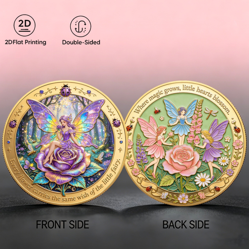 TEMU Replica Coin 2d Flat, 1pc, Double-sided Commemorative Coin: In Garden - Birthday/holiday Gift, Collectible Amulet, 2d Flat