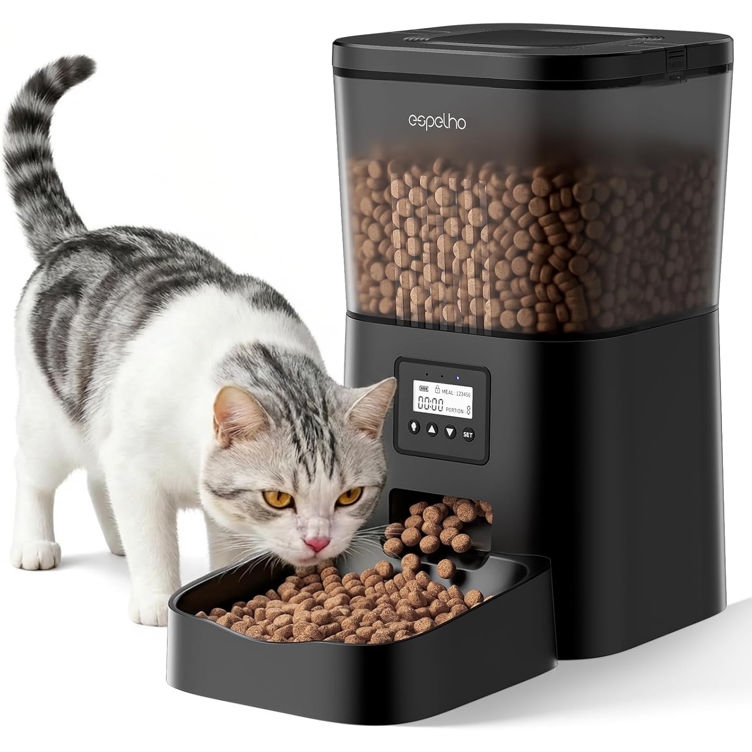 Automatic Cat Feeder, 4l Timed Cat Food Dispenser With 1-6 Meals Control For Cats And Small Dogs, Feeder With Fresh Keeping Function, Reliable, Easy Setup & Clean, Voice Recorder, Without Battery