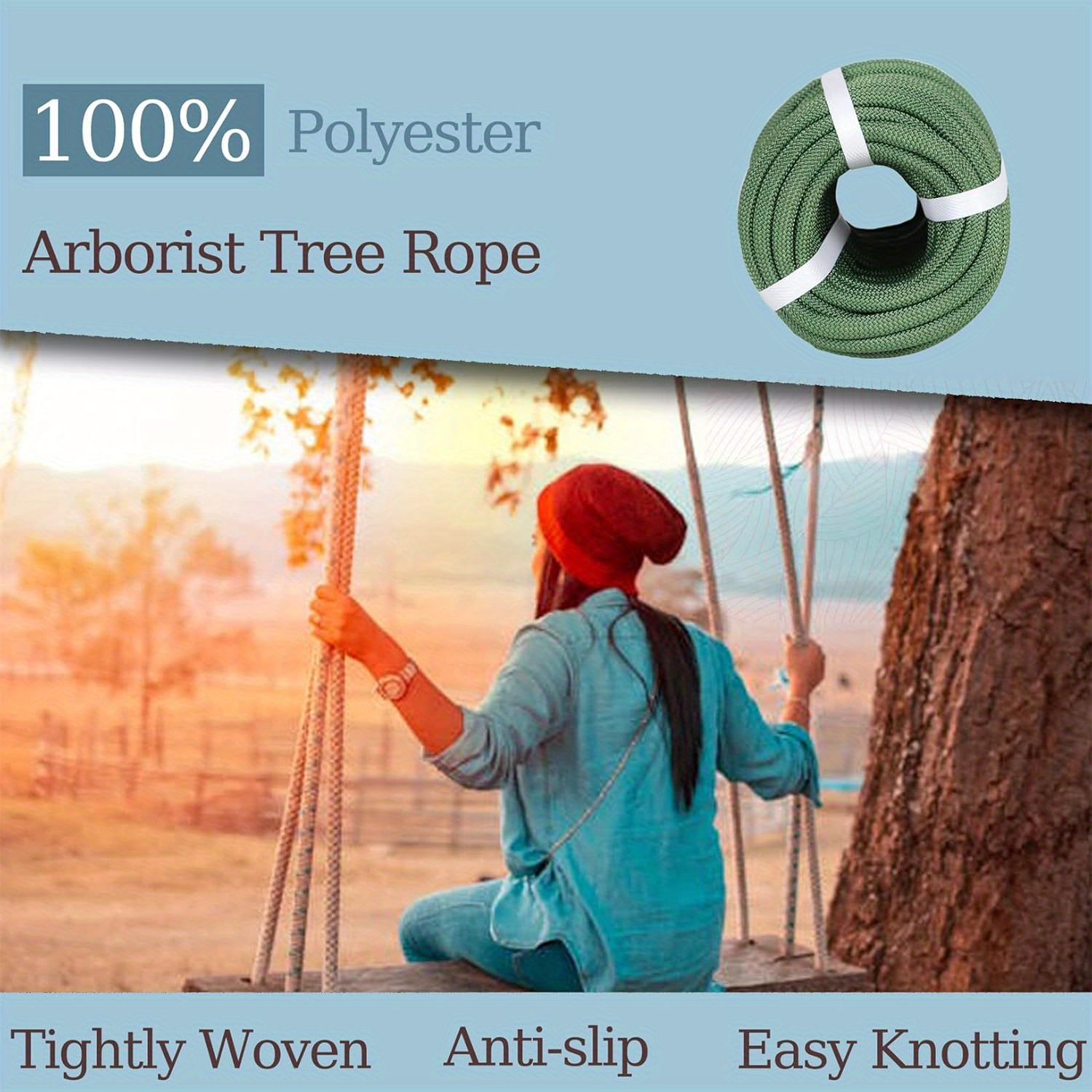 3/4 In X 50 Ft Double Braid Polyester Arborist Rigging Rope, 72 Strands Bull Rope For Tree Work Climbing Pulling Logging Swing Orange