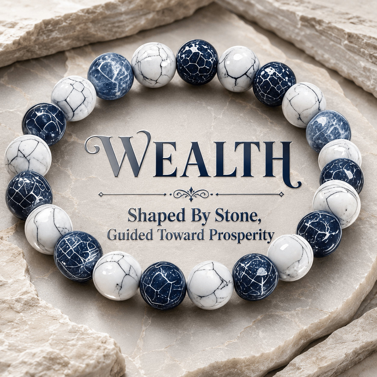 TEMU 1pc Wealth Bead Bracelet, Made Of Cracked White Round Beads And Pattern Round Beads, Bohemian Style, Attracting Wealth, Money, And Good Luck,
