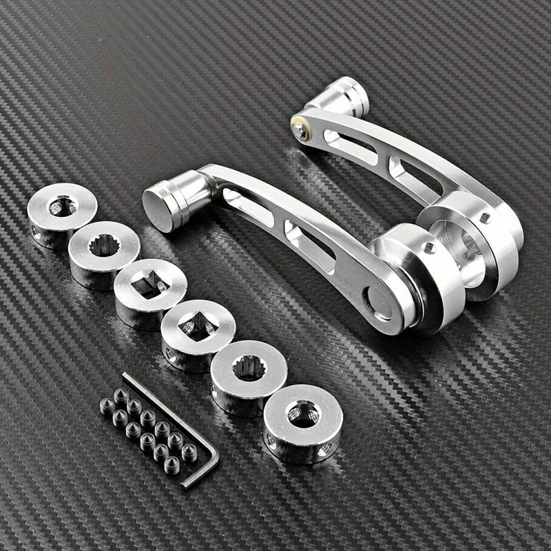 TEMU 2pcs/ Set Universal Aluminum Alloy Car Window Hand Crank Door Window Rocker Handle Manual Winder Silvery