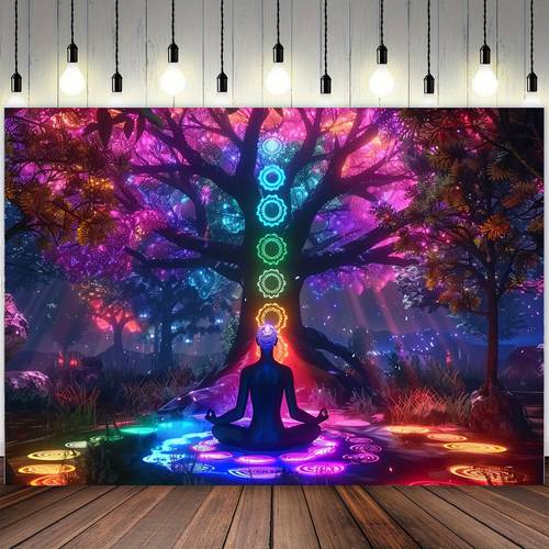 vibrant tree of life chakra healing tapestry meditation spiritual decor for home garden or party backdrop 39x59 51 18x59 70 8x90 5 inches polyester material garden tapestry vibrant tapestry decor
