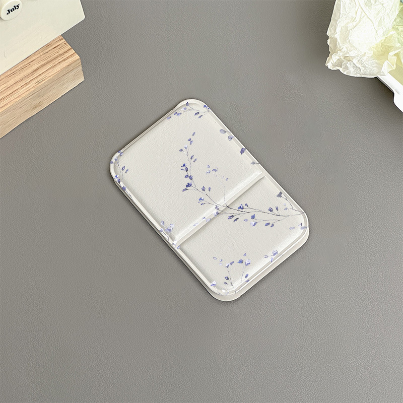 TEMU Dusty Blue Pattern Folding Mirror, Essential For Travel, Portable Mini Mirror With Stand Function, Travel Makeup Mirror, Exquisite Gift For And