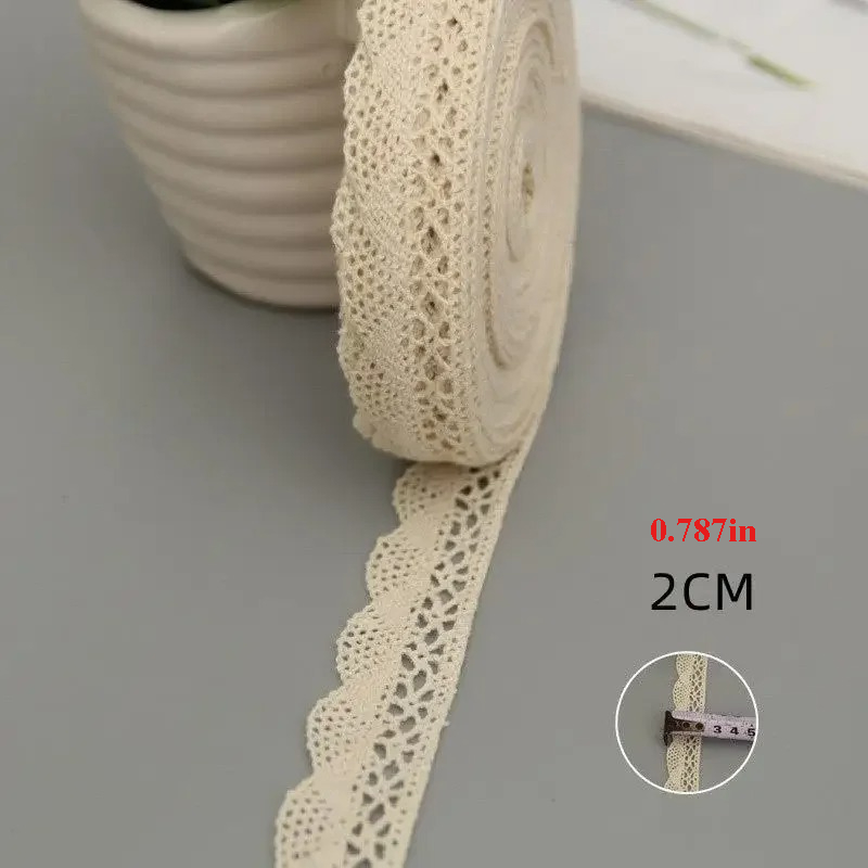 TEMU 5yards Lace Trim Ribbon Beige Sewing Trim Lace Ribbon Crochet Lace Fabric Diy Wedding Party Craft Gift Decor