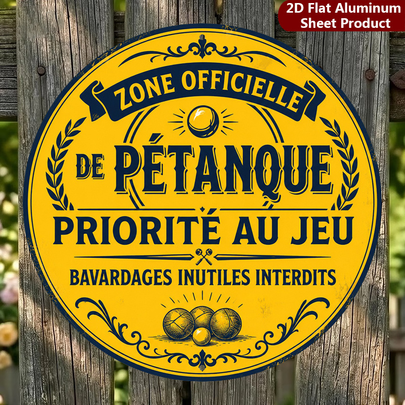 TEMU Panneau de pétanque plat 2D, 1 pièce, Zone de jeu, Plaque décorative vintage, Décorations de porche de style vintage, Décorations murales,