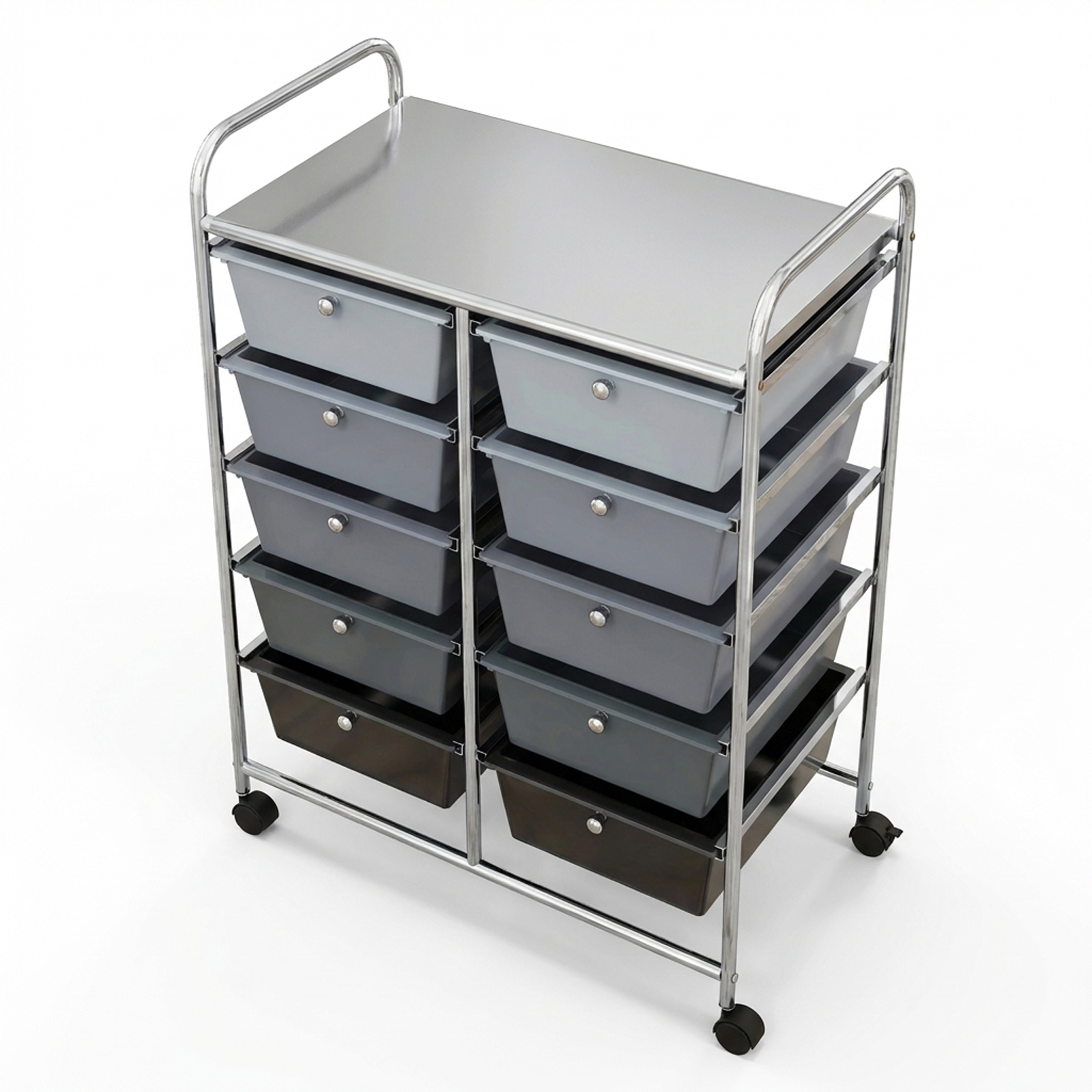 Image of 10-drawer Rolling Storage Cart With Universal Casters, Mobile Organizer With Handles, Removable Drawer Utility Trolley For Kitchen, Living Room, Office, Garage, Black Gradient