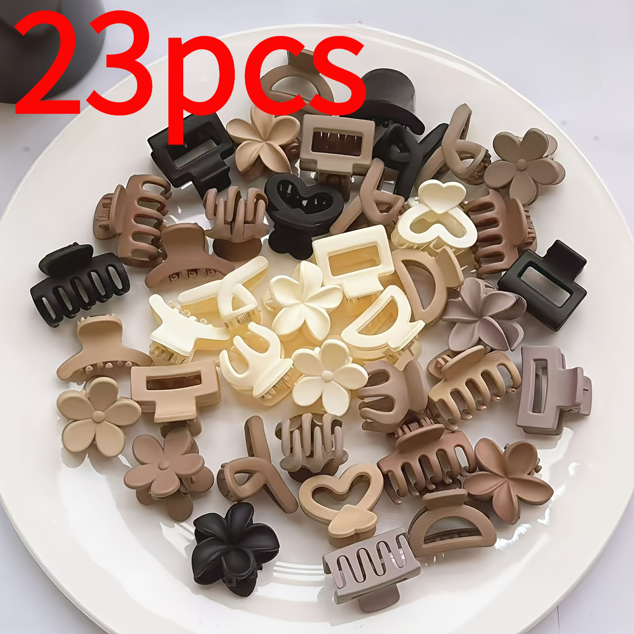 TEMU 23 pièces, petites pinces à cheveux beige mat de mini marguerite, papillon, carré et demi-cercle, adaptées aux , mèches de frange, coiffures de
