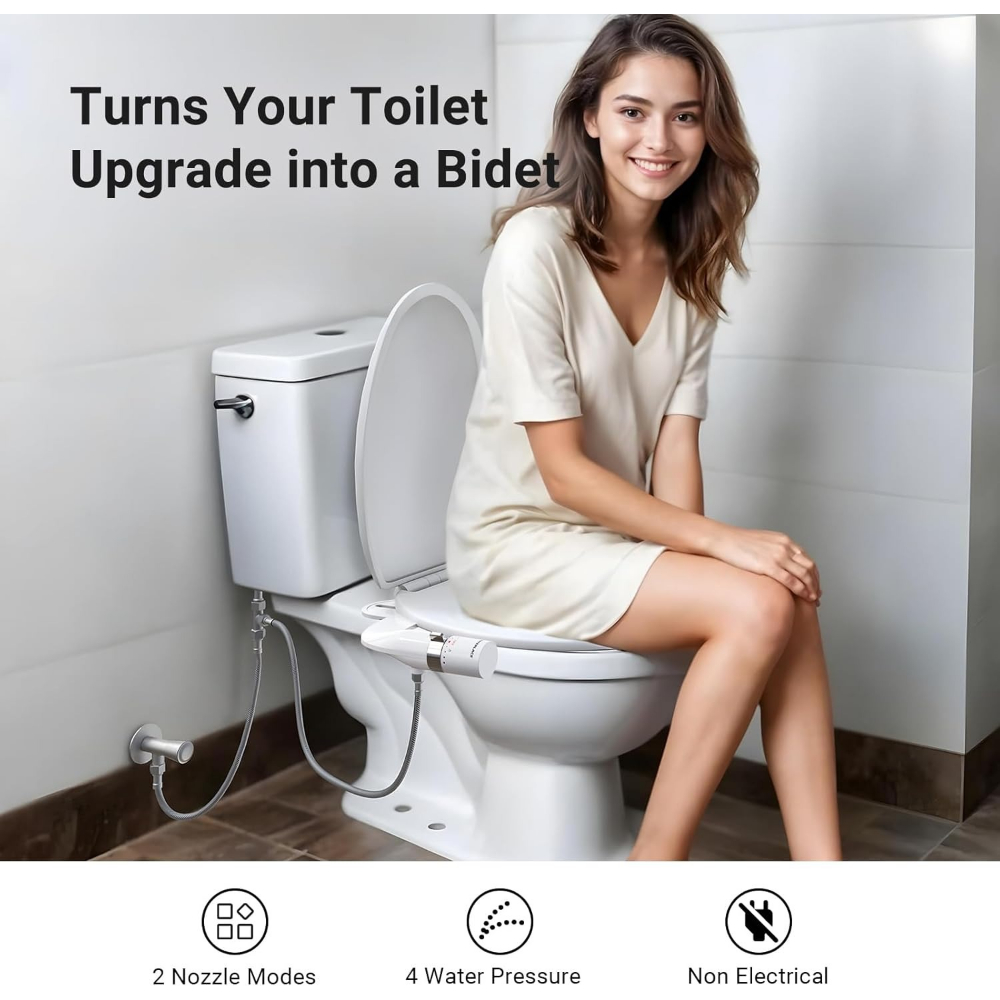 Image of Toilet Seat With Self-cleaning Nozzle System & Adjustable Water Pressure Bidet - Hygienic Bidet Attachment Suitable For Modern Bathrooms, Fit For Toilets, Plastic For Upgrade