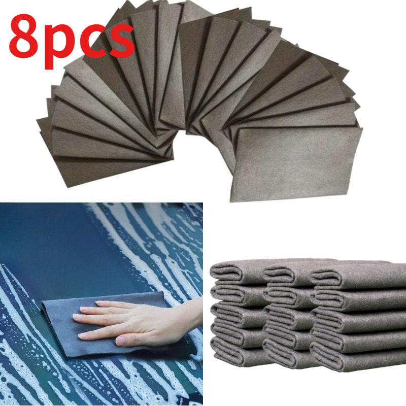 TEMU Lot de 8 pièces : Chiffon Magique , Chiffon de Nettoyage , Tampon à Récurer Ne Laisse Pas de Taches d'Eau, Chiffon de Nettoyage pour Voiture,