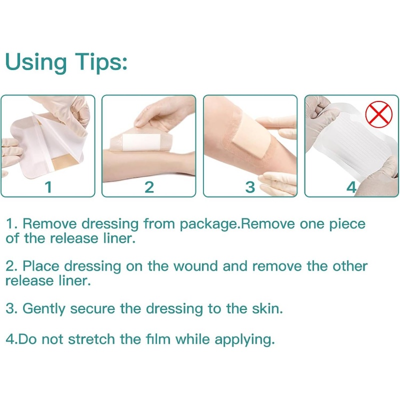 10 Pack Foam Dressing with Border Adhesive - Waterproof 4x4 Inch Wound Care, Heavy Drainage Absorbent Non-Woven Bandage, Individually Wrapped for Hygiene, 4x4cm Cut-to-Fit for Sensitive Light & Sensitive Wounds, Post-Surgery & Chronic Conditions - M