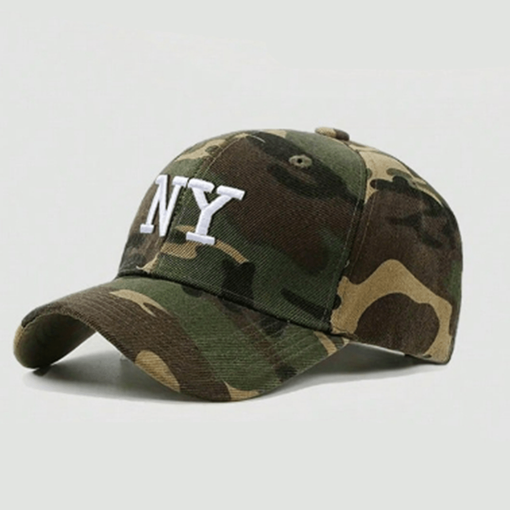 1pc Adjustable Ny Embroidery Camo Baseball Cap, Outdoor Casual Hat For Spring/autumn Traveling, Beach, Y2k Style Unisex