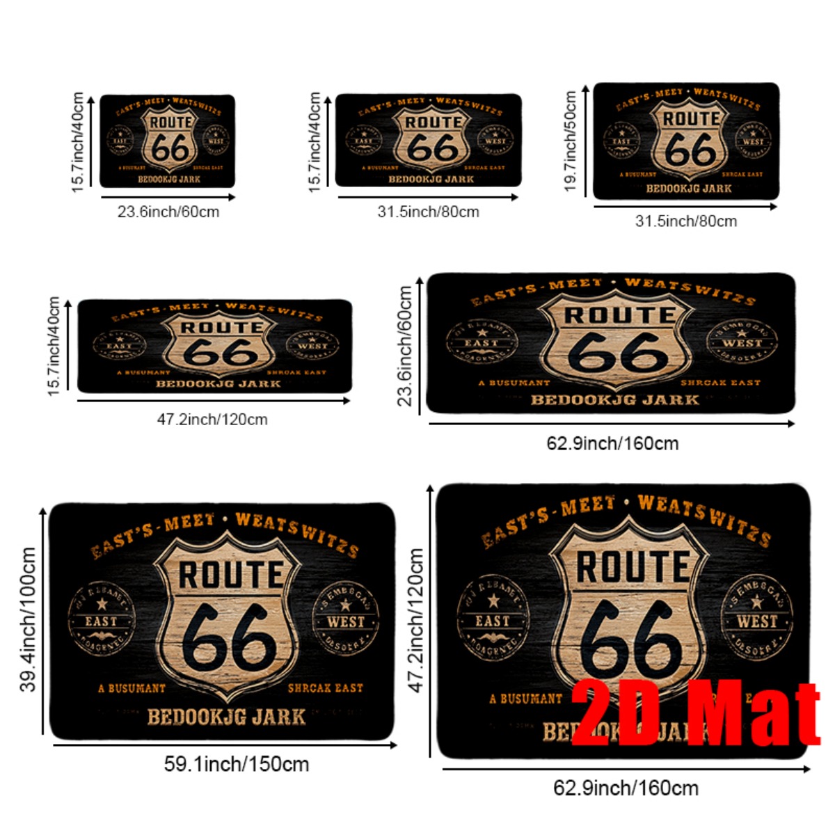 TEMU Tapis de bain antidérapant en flanelle Route 66 rustique, 2D plat, 2D plat, 1 pièce, motif bois vintage, lavable en machine antidérapant, idéal