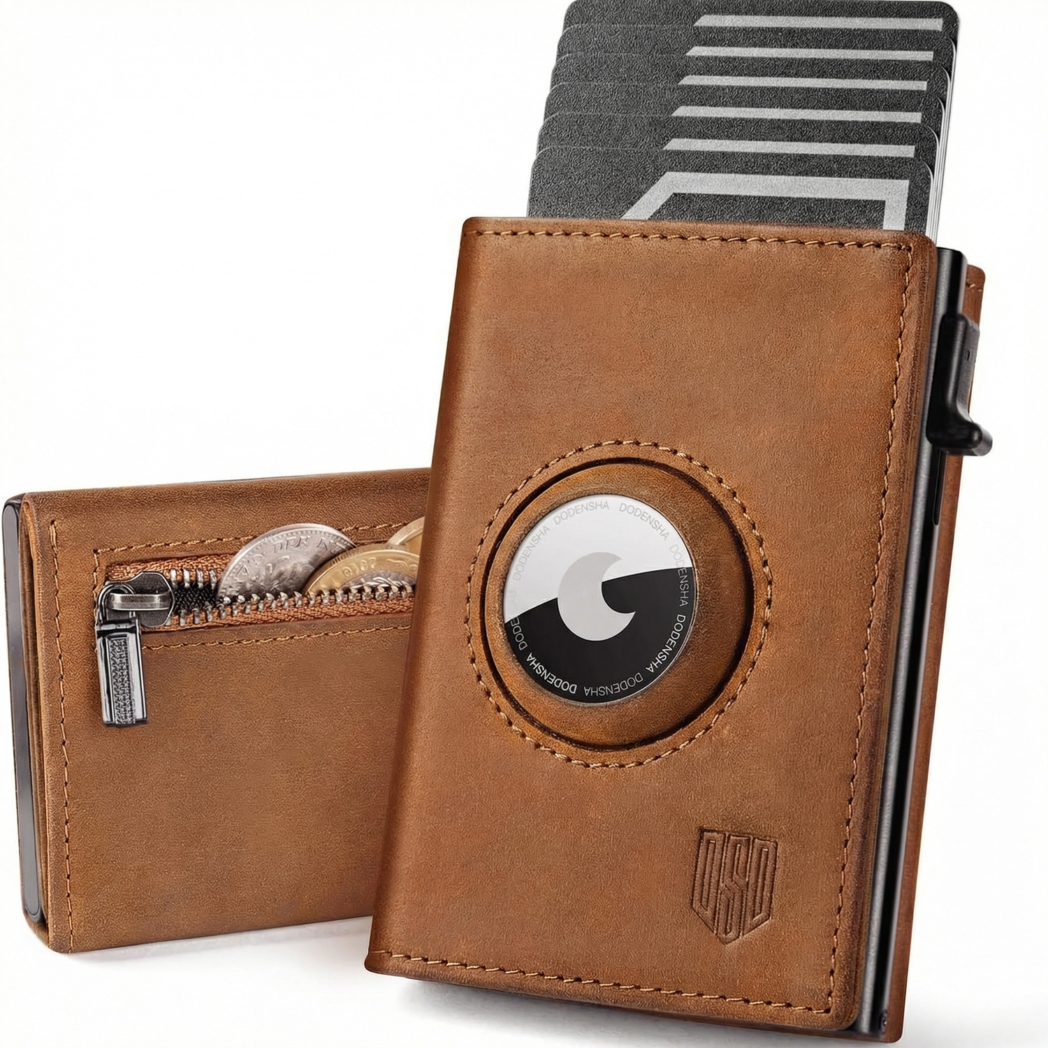 Mini Wallet Men's Small For 10+ Cards | Wallet With Coin Compartment, New Brown, Elegant