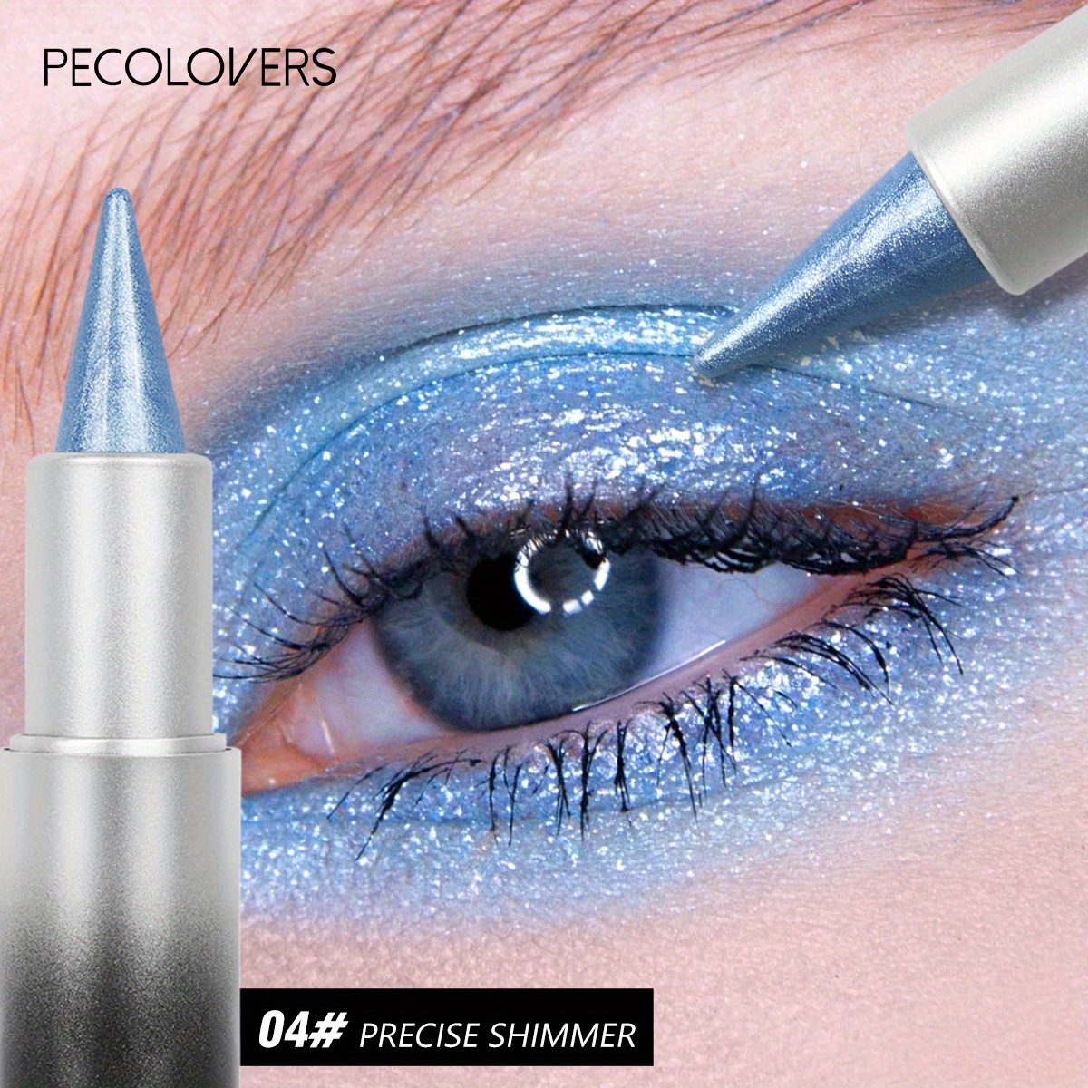 Image of 1pc Pecolovers Shimmering Metallic Eyeshadow Pencil - Highlighter & Deepening Eye Makeup, Glitter Stick Suitable For Types, Easy-to-apply For Looks, Parties, Weddings, Photoshoots