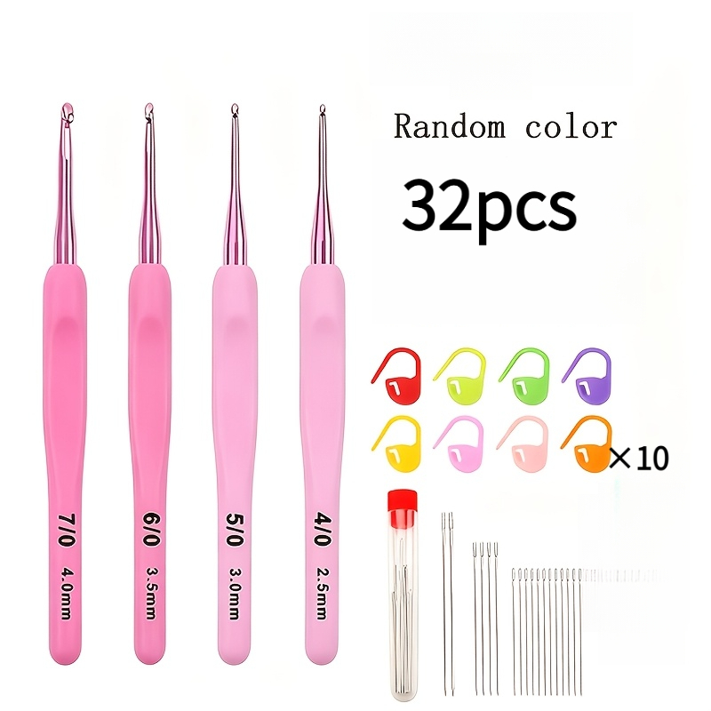 TEMU [32pcs Crochet Hook Set] Ergonomically Designed Crochet Hook Set, Includes 4 Hooks Of Random Sizes With Random Colors, Suitable For Beginner Or