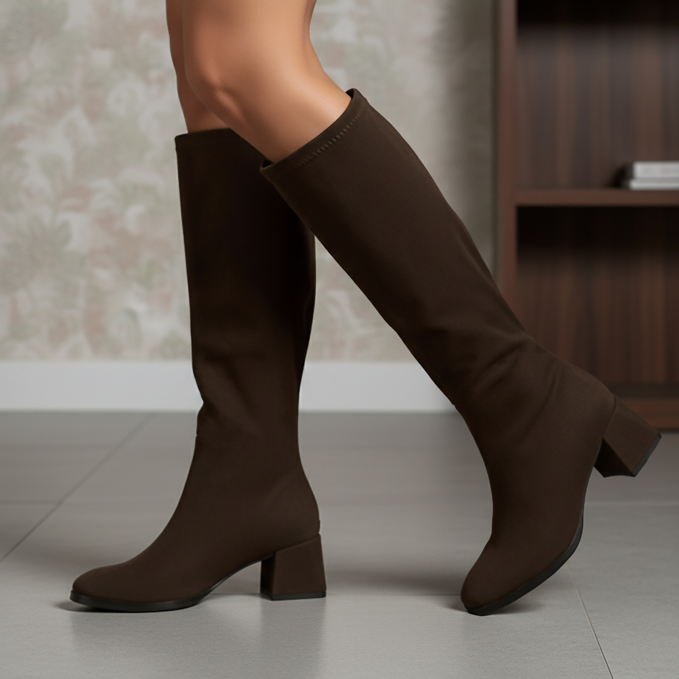 TEMU 8 Sizes , Women's Mid-calf Boots With Back Zipper, New Long Boots, A Holiday Gift For Women, Suitable For Music Festivals, Parties, Camping, And