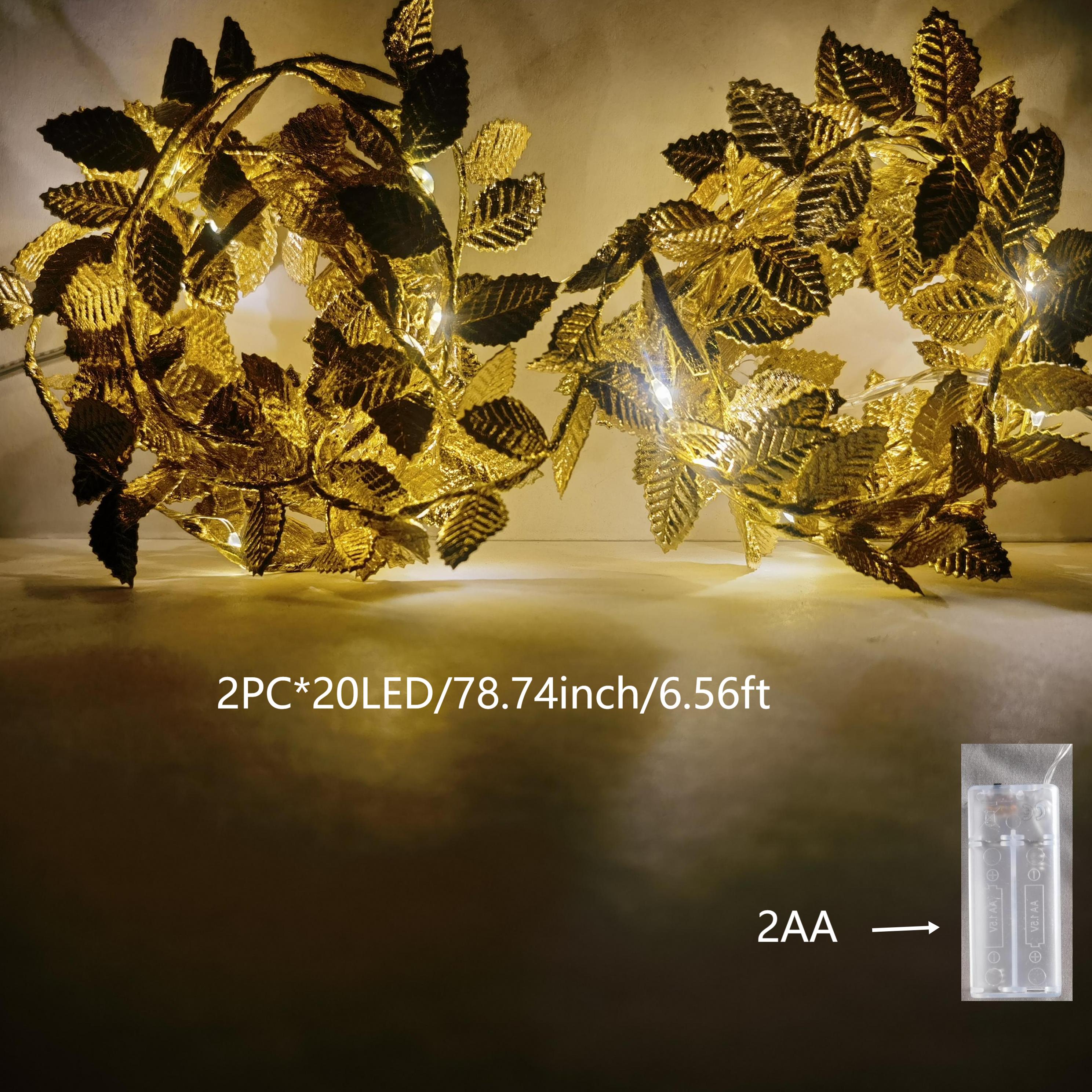 TEMU 2pcs 2m/20 Led Garland Fairy Lights, Warm White String Lights, Battery Operated, For Home, Christmas, Thanksgiving, Dining Table, Wedding,