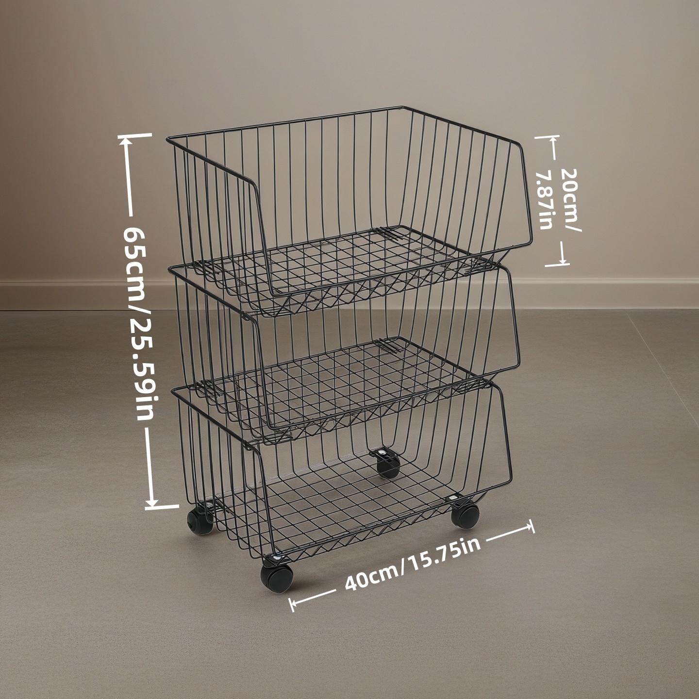 Multi-Layer Iron Storage Cart with Wheels, Mobile Organizer Rack