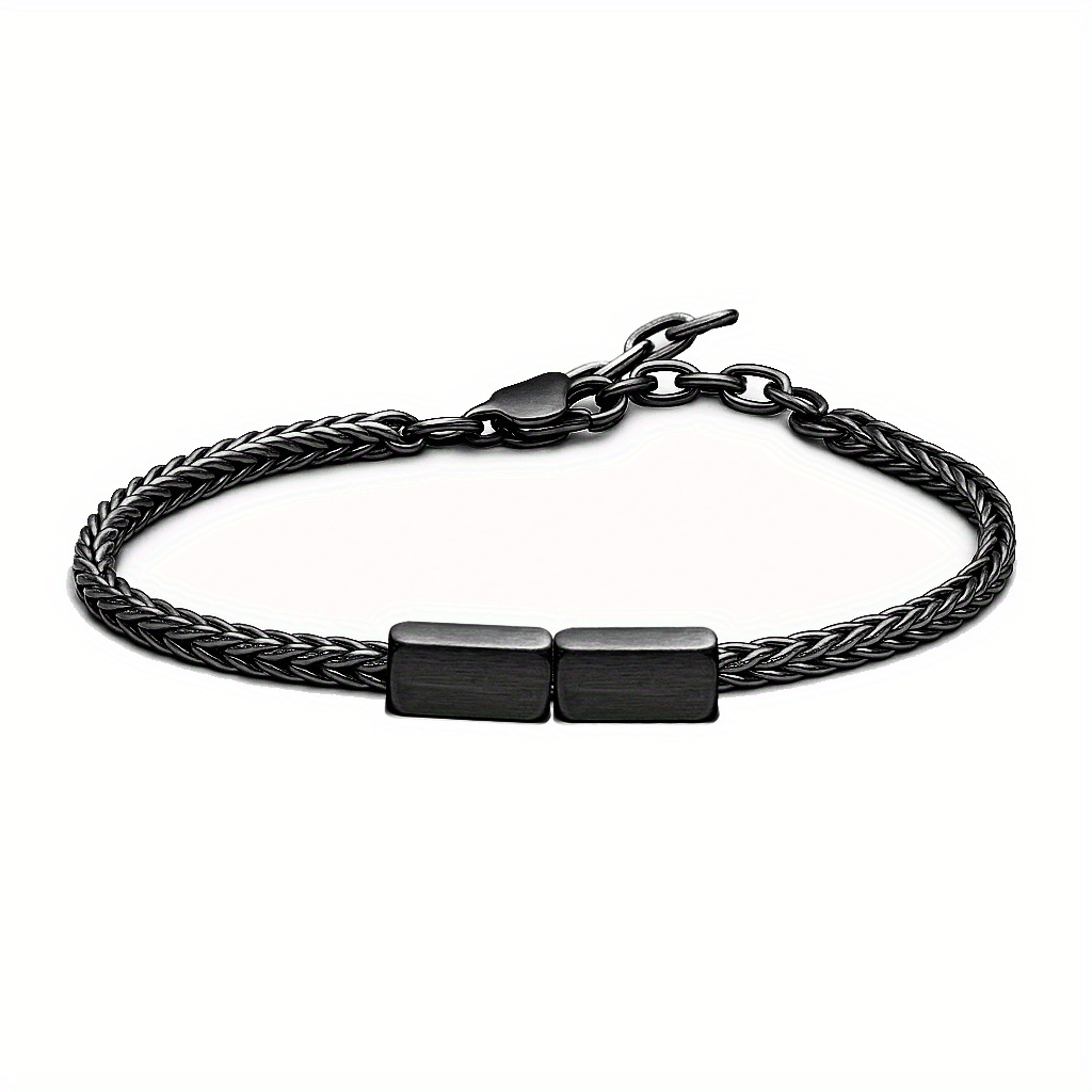 TEMU 1pc Bracelet Homme en Acier Inoxydable Personnalisable avec Perles, Personnalisée Cadeau pour des Pères, Design Multi-Perles Permettant de