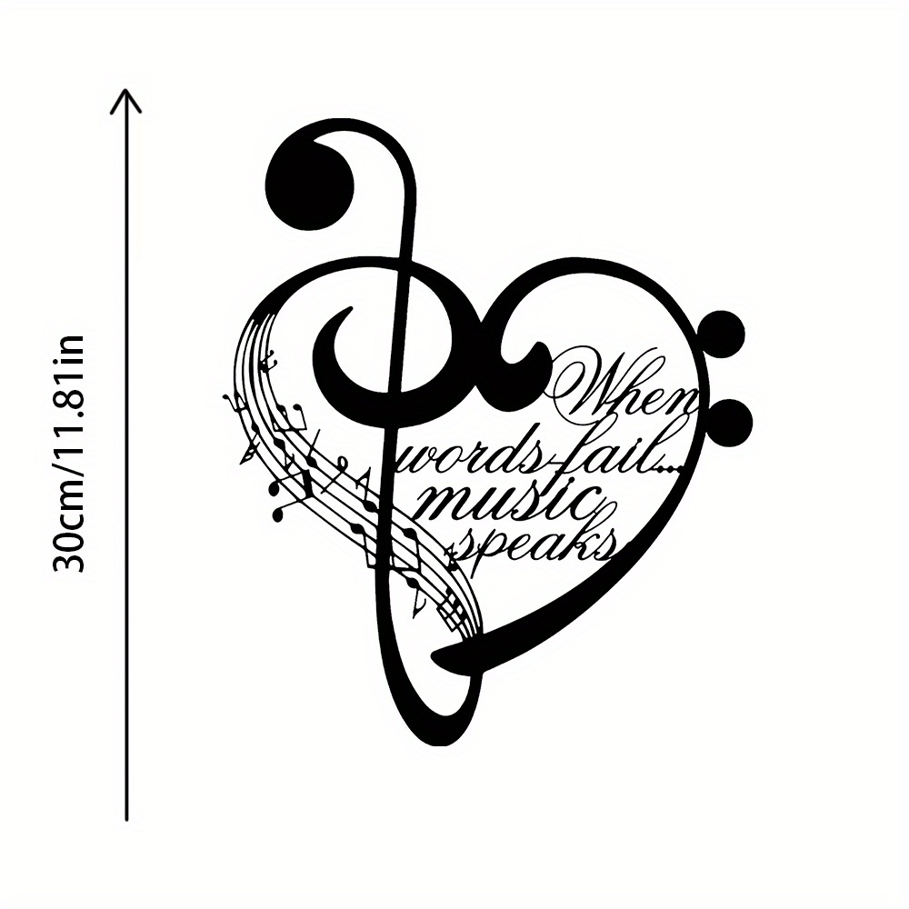 TEMU 2d Flat, A 2d Printed Acrylic Decorative Art Wall Sculpture (1pc) Suitable For - Treble Clef With Musical Notes And "when Words , " Quote,