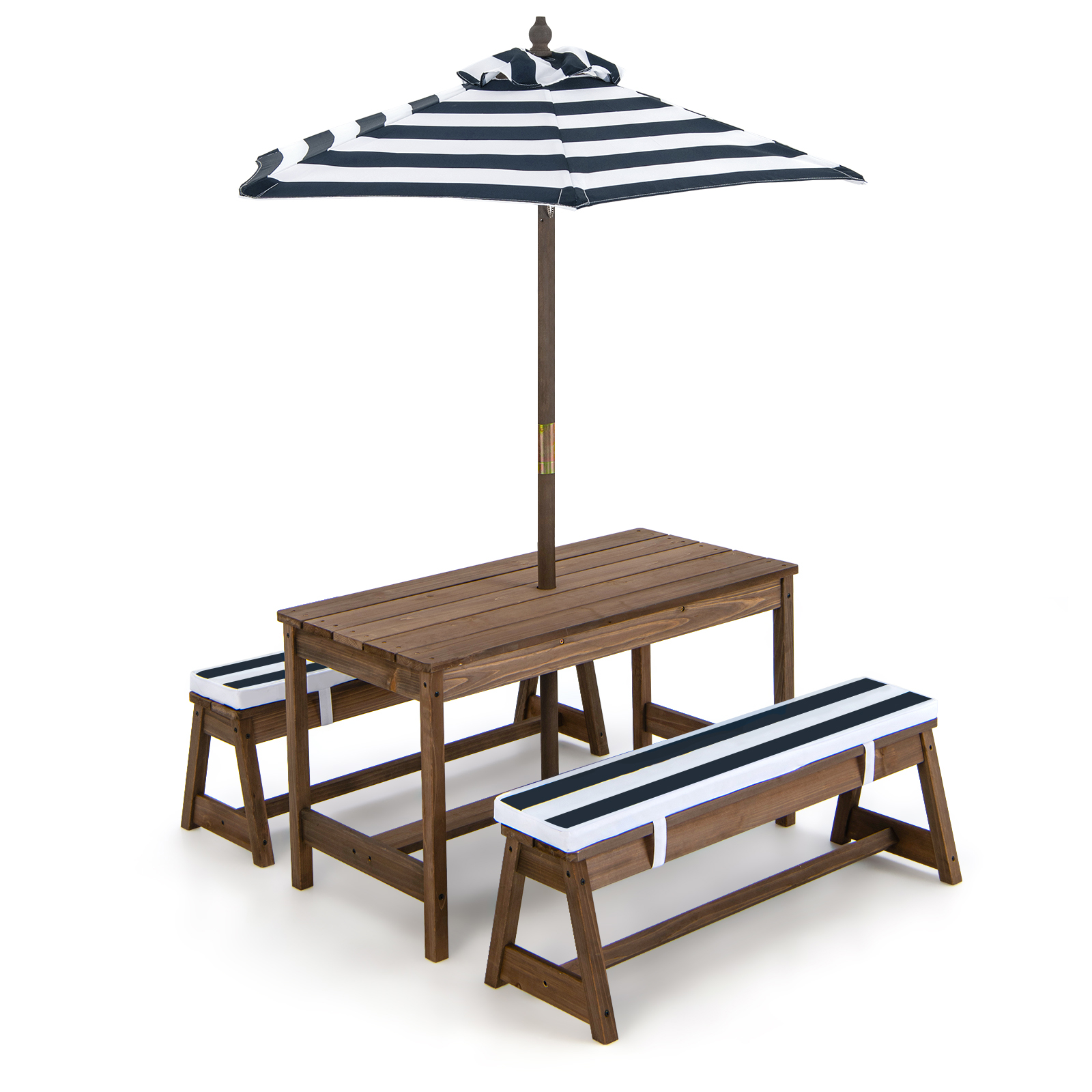 Image of Table And Chair Sets, Wooden Activity Furniture With Cushions, Versatile Indoor And Outdoor Table And Bench Set, Blue