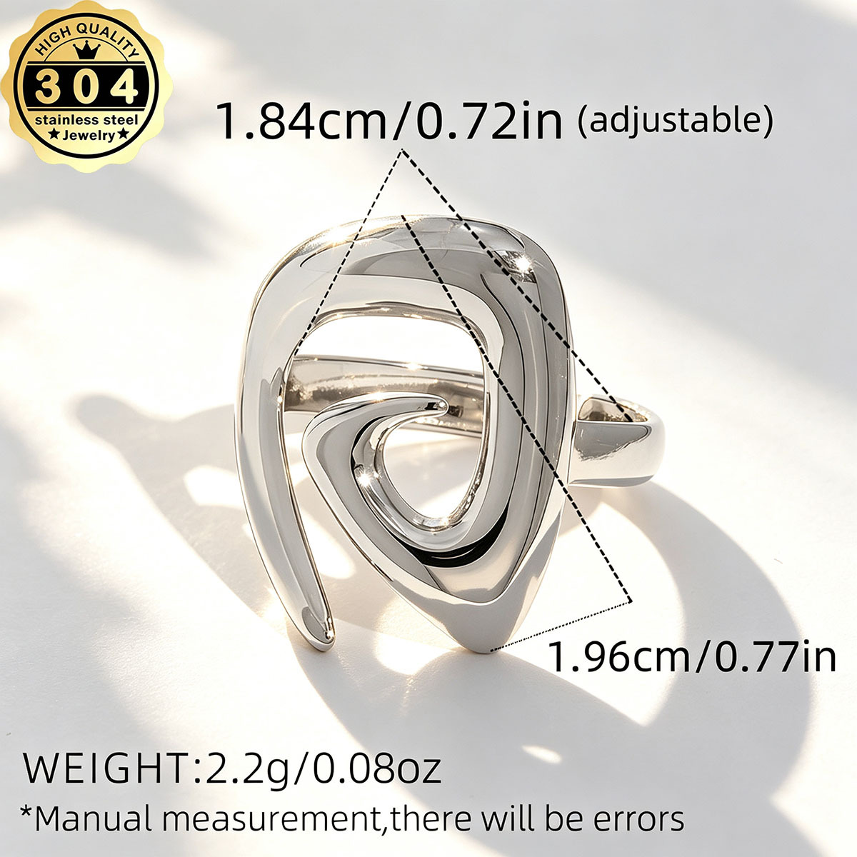 Irregular Hollow Spiral Vortex Statement Ring, 18K Gold Plated
