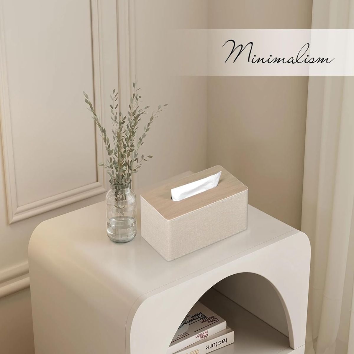 modern rectangular tissue box cover with magnetic closure - beige pu leather bathroom organizer, high quality dustproof storage cabinet holder for dresser, fits 9.8”l x 5.3”w x 4.3”h tissues - compatible with  //napkins - easy-  &   in beige, brown, black, white, gray, navy blue, light green, pink, purple, orange, red, yellow, and more, tissue holder bathroom Product details 3