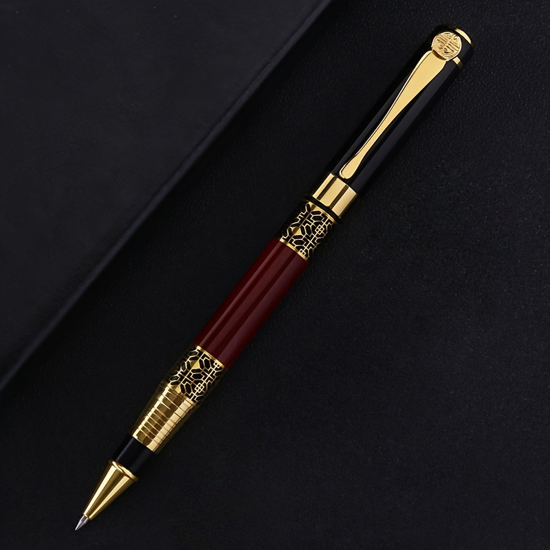 an elegant metal ballpoint pen with clip press type cap heavyweight medium point oval   smooth writing suitable for   gift suitable for adults 1pc