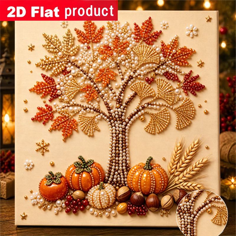 TEMU Peinture Diamant 2D/Imprimée en Plaque, Nouveau Design Arbre de Récolte d'Automne et , Kit de Peinture Diamant Créative à Coller Manuellement