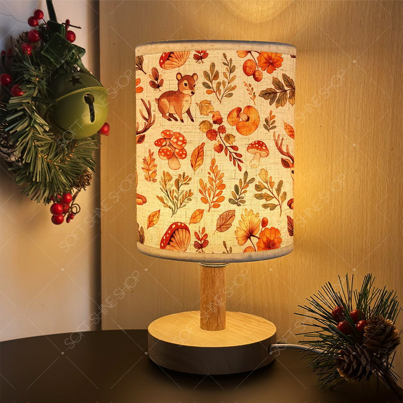 USB Powered Fabric Table Lamp, Woodland Animals Design