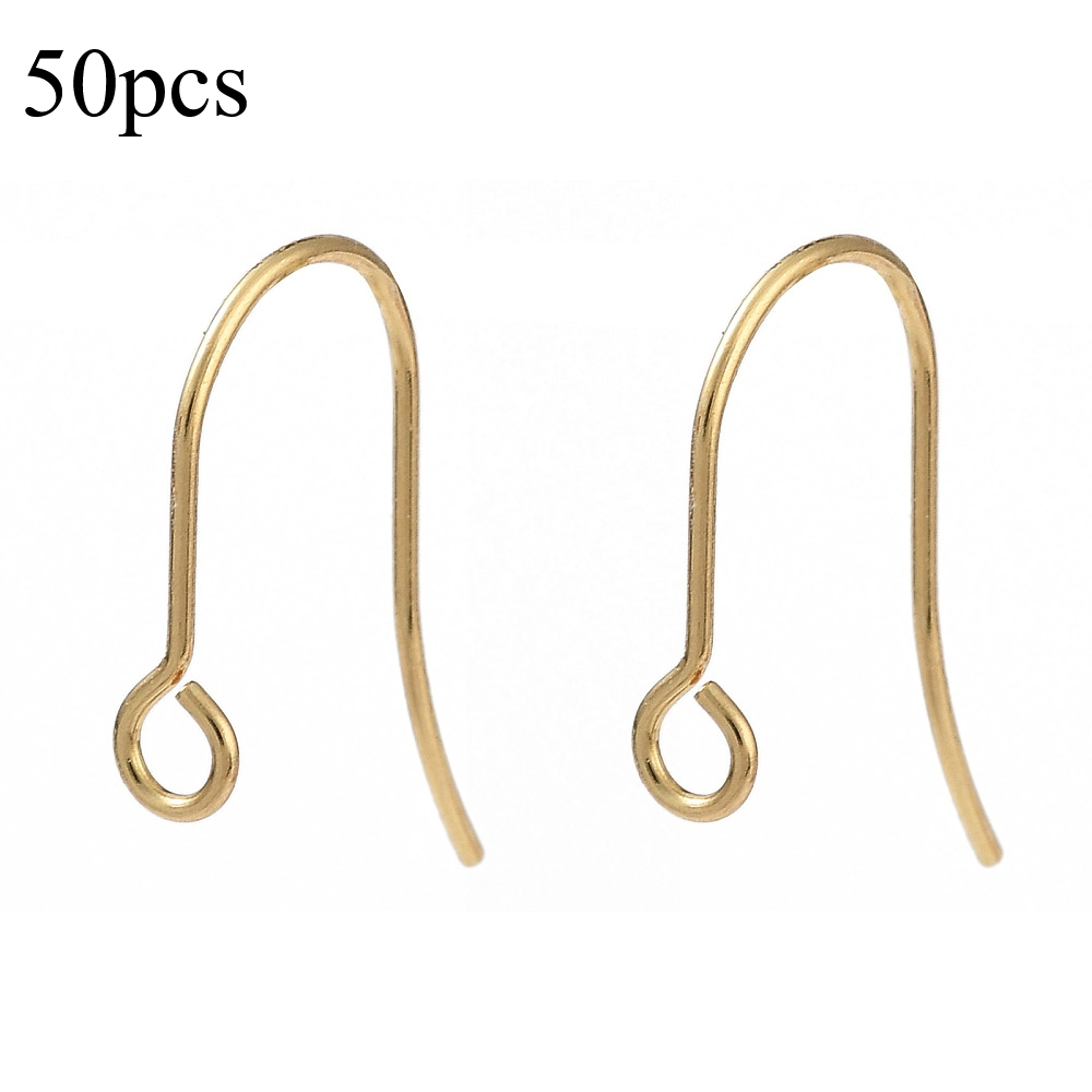 TEMU 50pcs/100pcs Crochets de boucles d'oreilles en acier inoxydable chirurgical 316, fil d'oreille, avec boucles, plaqué or , ajouts de boucles