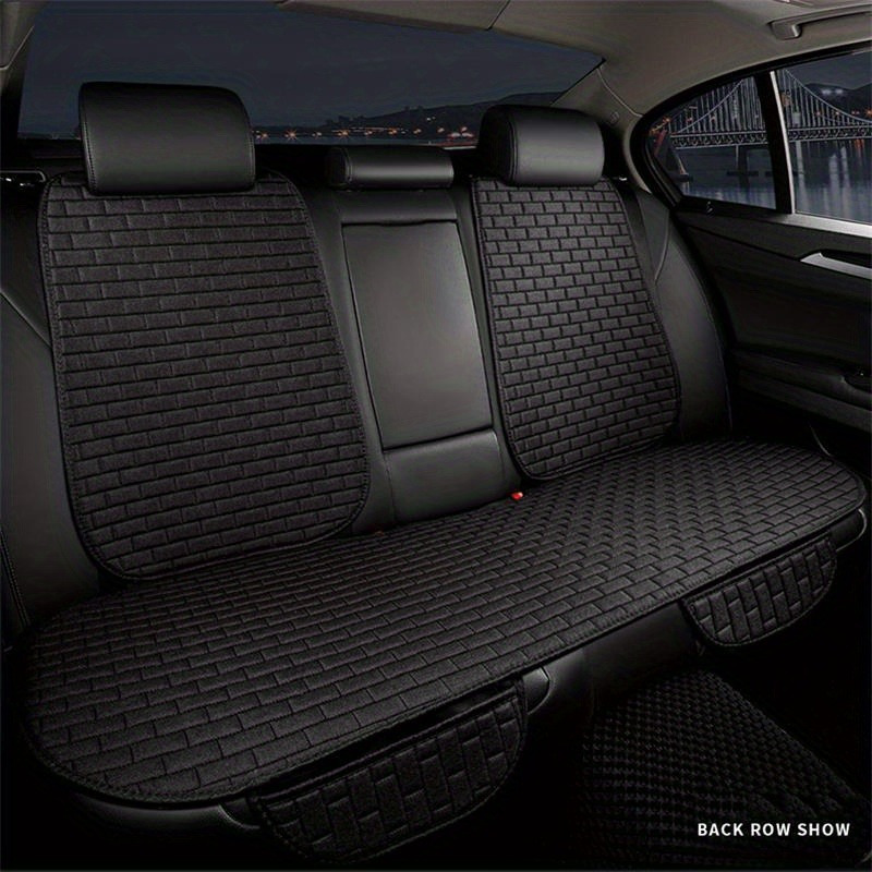 TEMU 3pcs Car Seat Cushion Set, Linen Texture, , Long Slot Design, Breathable And Comfortable, Needed, Rear Seat Cushion For 3 Seats With Backrest,