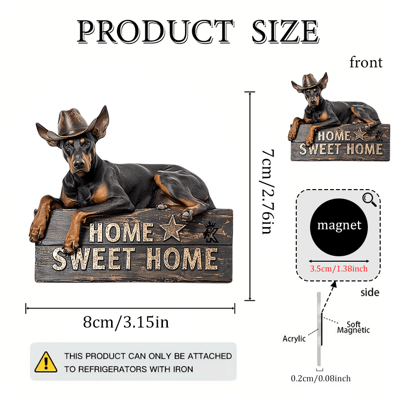 TEMU 1pc, Doberman Magnetic Refrigerator Magnet, 3.15 Inches × 2.76 Inches. Suitable For Refrigerators, Home Decor, Offices, Crafts, Tools, Gifts For